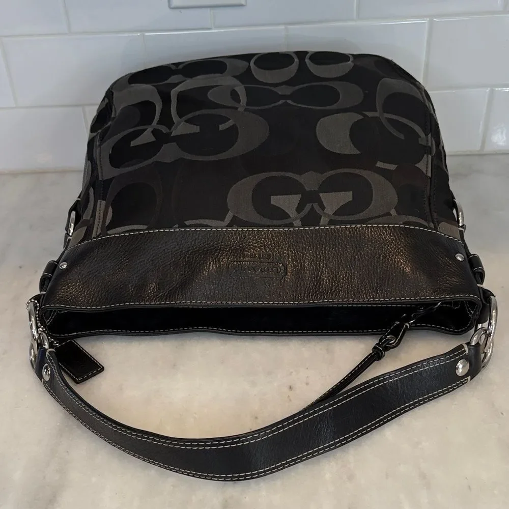 Coach Bag Purse Handbag Y2K Pocketbook Zoe Black and Gray Signature Tote